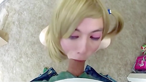 Blonde slut has a perfect body that she enjoys sucking