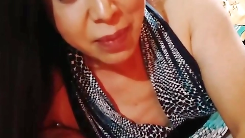 Busty shemale takes his cock and fucks on the couch