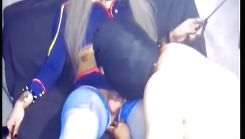 Sexy asian shemale fucks guy after covering her face