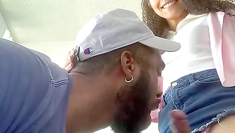 Sexy ebony shemale with a thick cock and deepthroat blowjob