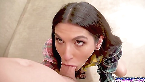 Brunette babe with long hair and big cumball in a gangbang