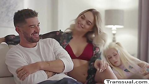 Blonde shemale girl gets her ass fucked deep in ass hole