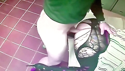 Milf in stockings with big boobs gets crossdressed