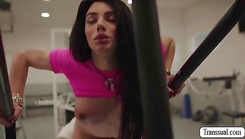 Gym instructor in the gym gets a hard on with the guy