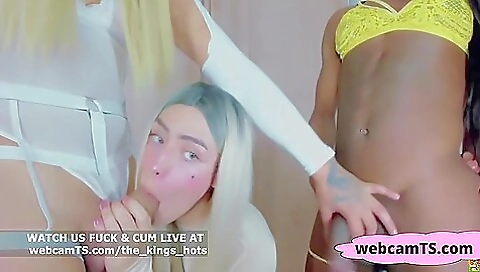 Black shemale fucked by a big black cock in interracial action