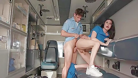 Brunette nurse gets rimming with a big cock after some hard anal play