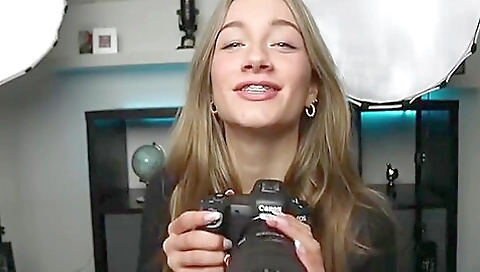 Brunette girl is playing with her big tits in costume and anal